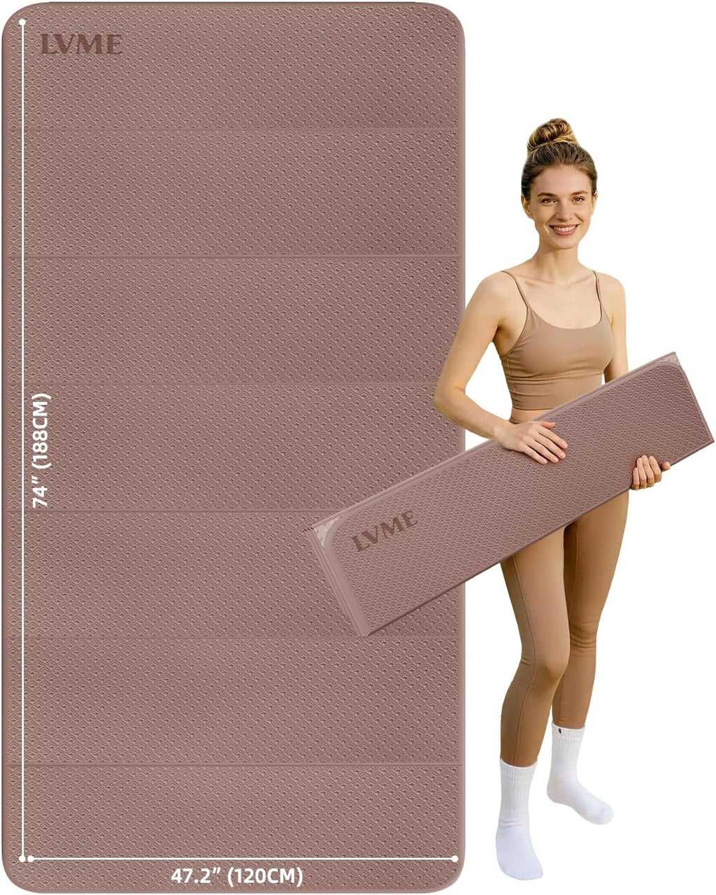 Tapete de Yoga Plegable 74"x47.2"x 0.4" – Tapete de Yoga Grande