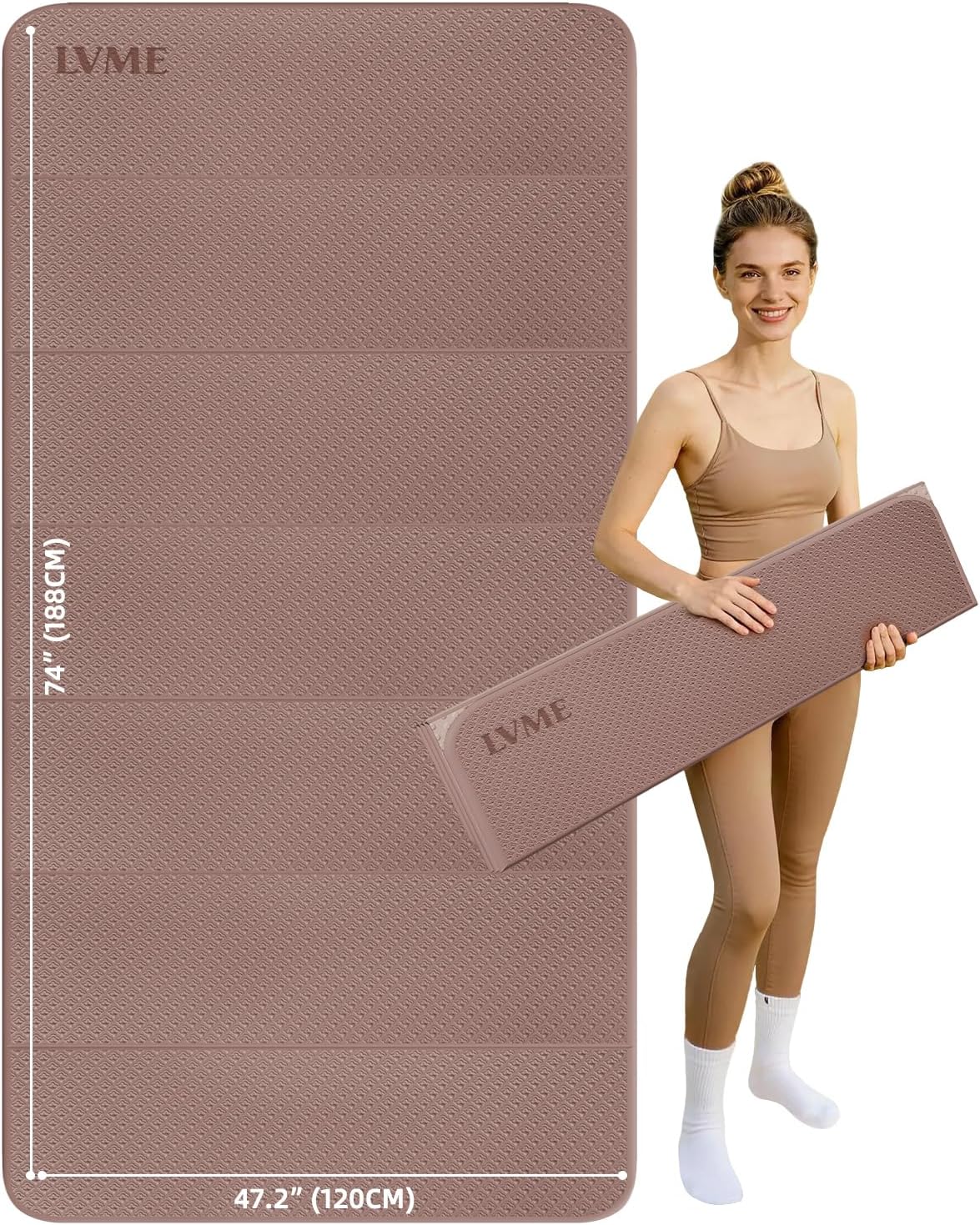 Tapete de Yoga Plegable 74"x47.2"x 0.4" – Tapete de Yoga Grande