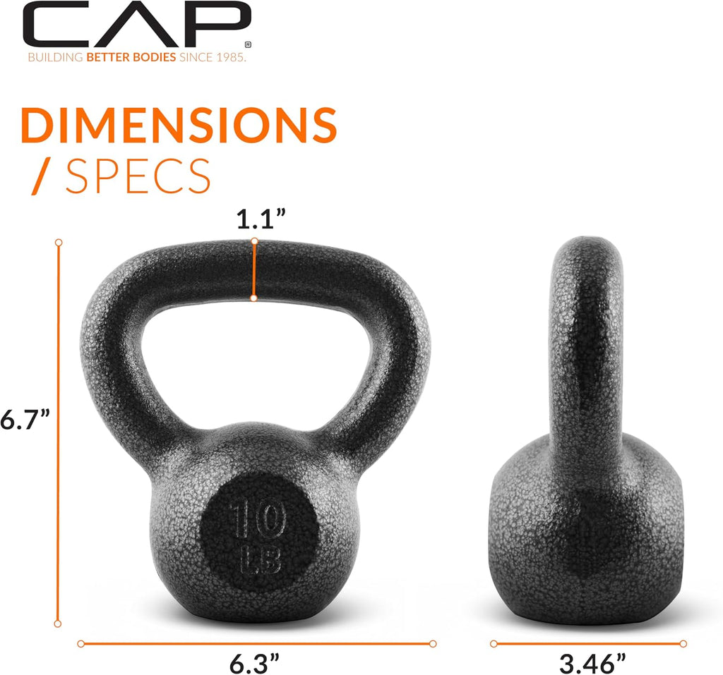 CAP Kettlebell de hierro fundido simples y sets, mango ancho, base plana