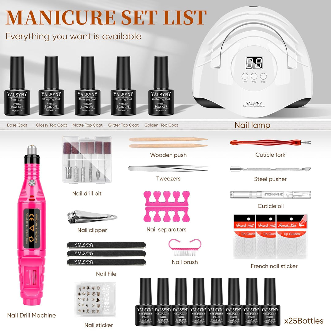 Kit de esmalte de uñas con luz UV, kit de iniciación de esmalte de...