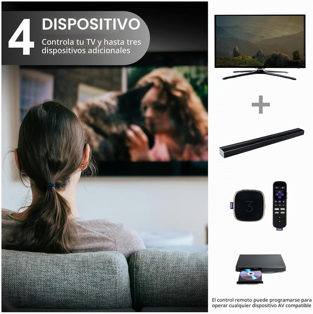 GE Control Remoto Recargable para TV, Control Remoto Universal, Iluminado