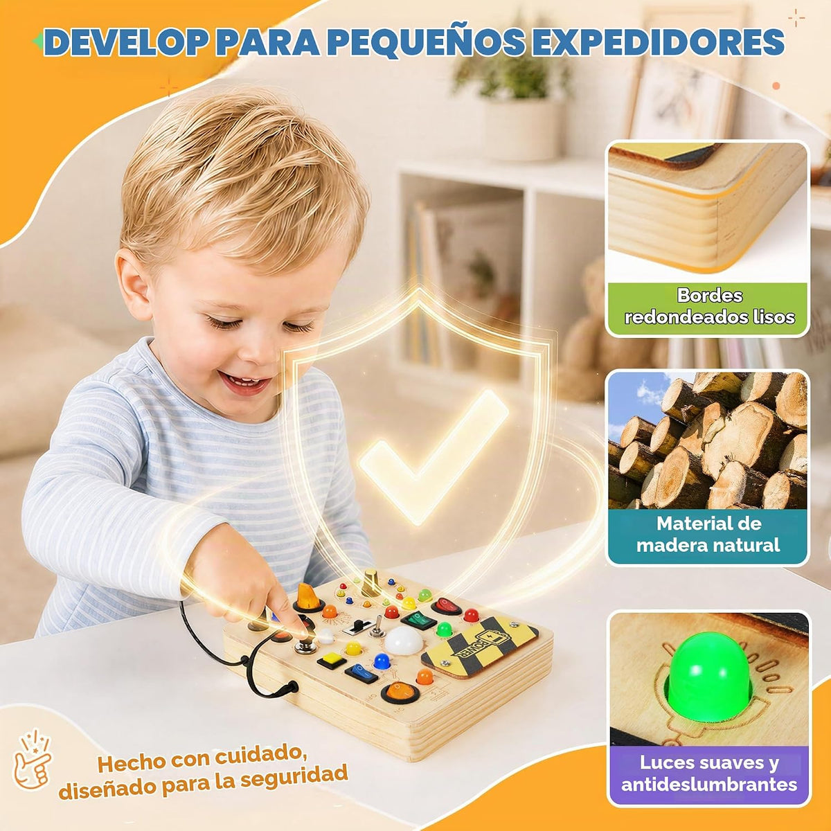 Tablero ocupado para niños pequeños, juguetes Montessori con interruptores