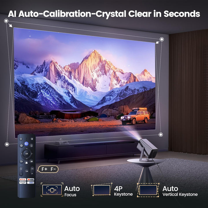 【Licencia de Netflix y soporte 4K y enfoque automático】- Proyector...