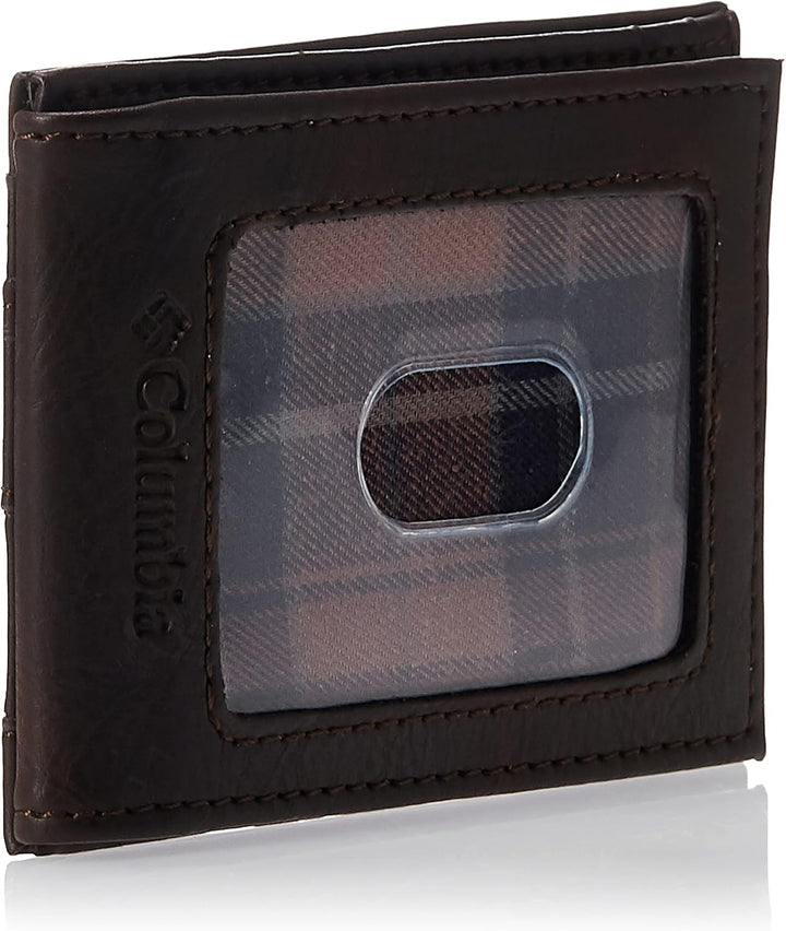 Columbia Billetera de cuero para hombre con bolsillo frontal y tarj...
