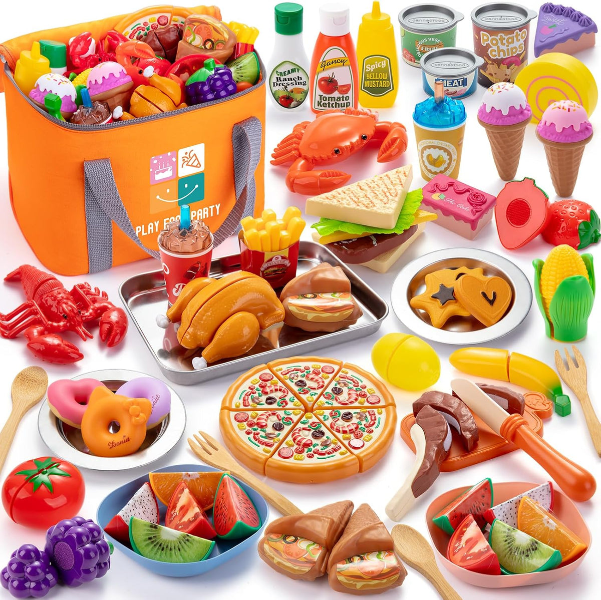 Juboury Pretend Play Food Set para Kids Kitchen, con Storage Bag