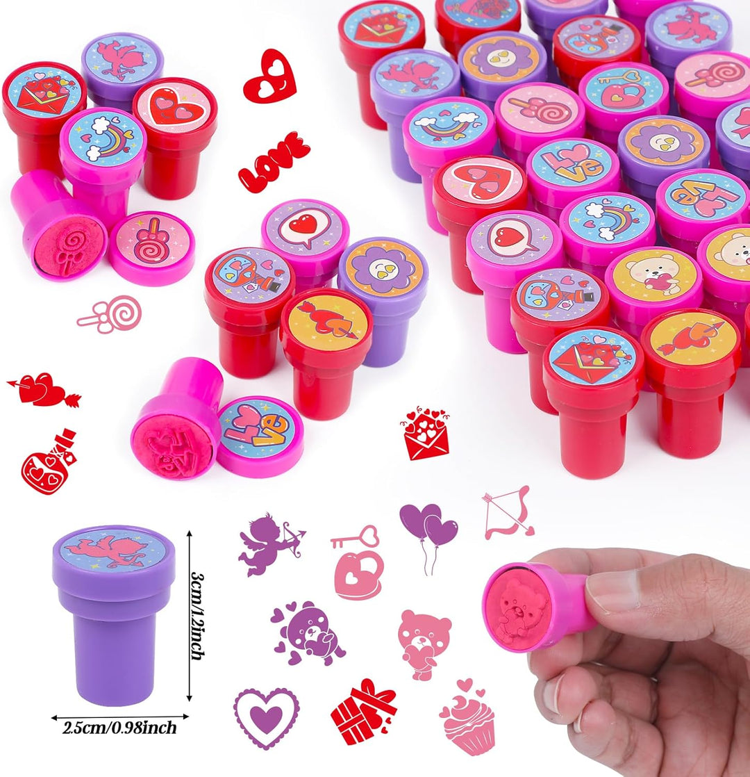 FOIMAS 50pcs Valentines Day Stamps Self Inking Stamps