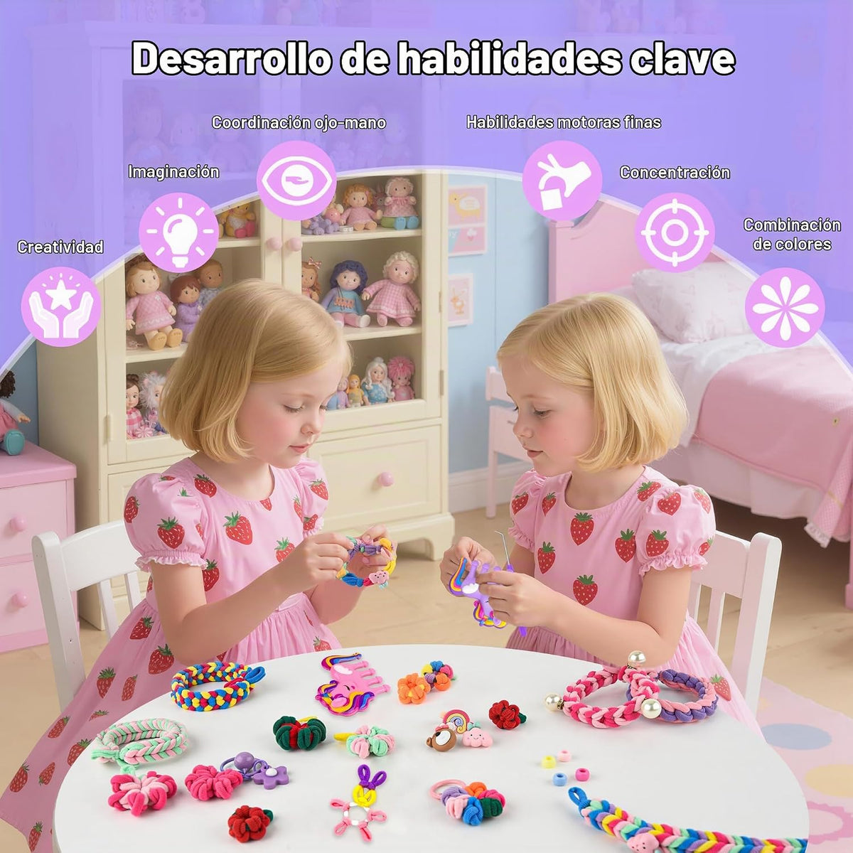 Nicella Kit de fabricación de pulseras, regalos para niñas de 8 a 12 años, kit de telar de tejido, más de 1300 piezas de kits de manualidades para niños con 2 peines de tejido, regalos de Pascua para niñas de 6, 7, 8, 9, 10, 11, 12 años