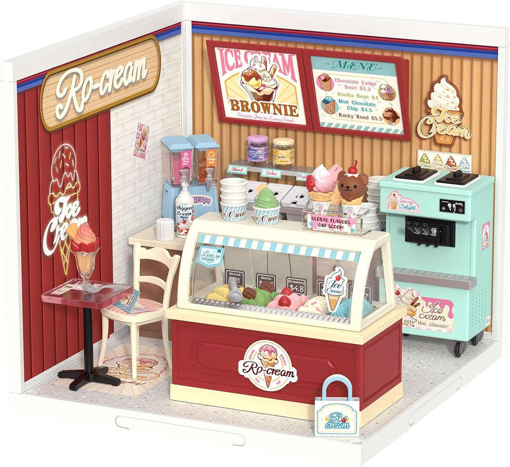 Rolife Super Creator DIY Juego de construcción de casas de plástico en miniatura Tienda de helados
