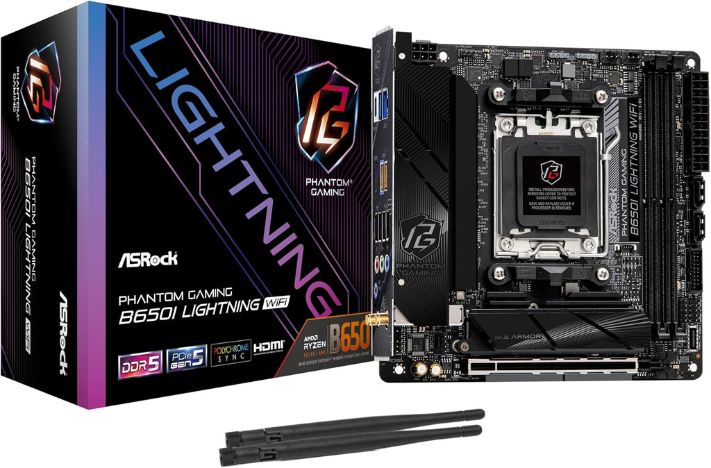 ASRock B650I Lightning WiFi AMD AM5 Mini-ITX Motherboard, WiFi Lightning