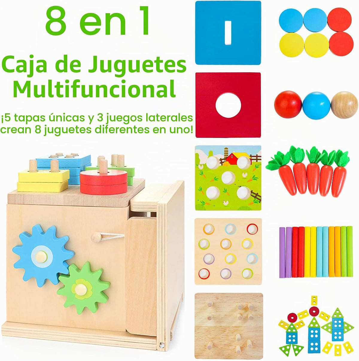 Juguetes Montessori de madera para niños mayores de 1 año, juego de