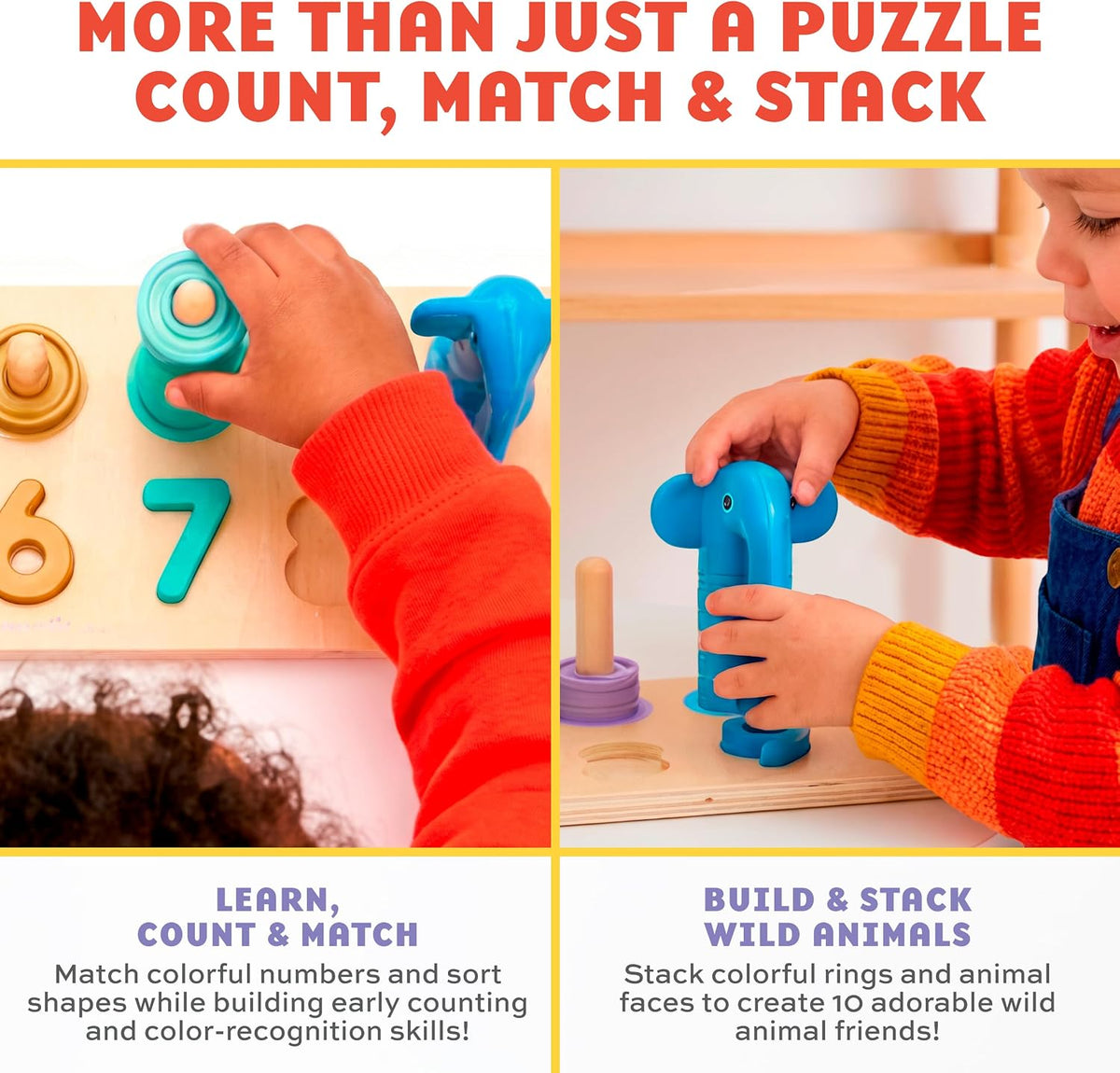 FAO Schwarz Nature Numbers - Rompecabezas de madera para contar, 76 piezas
