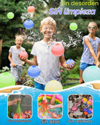 Globos de agua reutilizables, globos de bomba de agua autosellantes de llenado rápido, bola de agua de silicona recargable con bolsa de malla para juegos de verano para niños, playa al aire libre