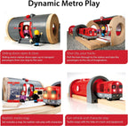 BRIO Metro Railway Set – Juego de 20 piezas de madera con certificación FSC y accesorios – Motor de tren con luz y sonido, quiosco, pistas de madera y más – Funciona con todos los juegos de trenes BRIO – Niños a partir de 3 años