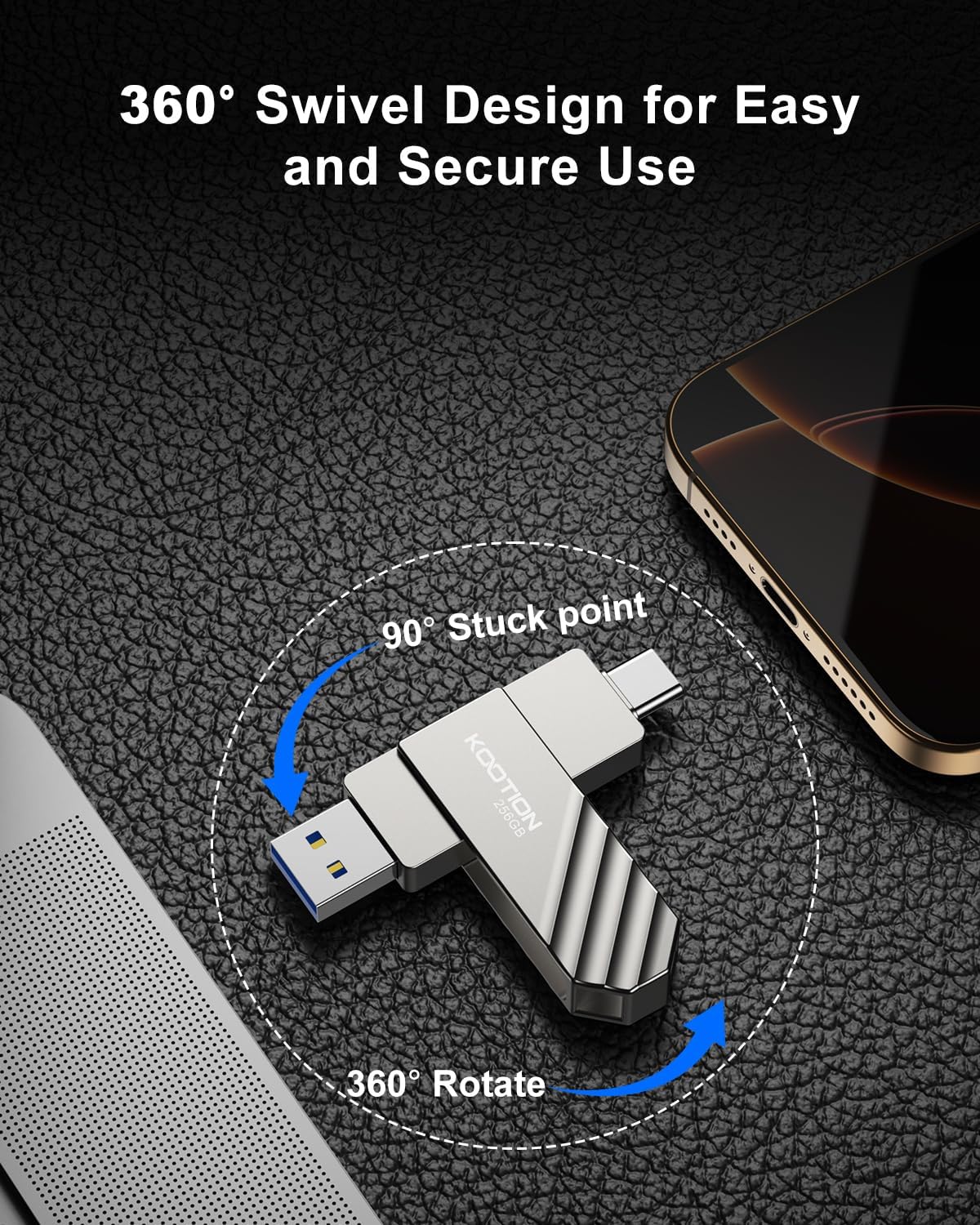 KOOTION Unidad flash USB 3.2 de 256 GB, velocidad de lectura de has...