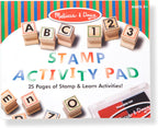 Melissa & Doug - Juego de sellos de madera con letras y números ABC 123 con libro de actividades (idioma español no garantizado), 4 colores