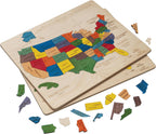 Mapa de Estados Unidos - Rompecabezas de madera de 14 pulgadas | 14.0 x 11.5 pulgadas | 44 piezas de rompecabezas – Small States are Clubbed | Juguete educativo y de aprendizaje regalo para niños y niñas a partir de