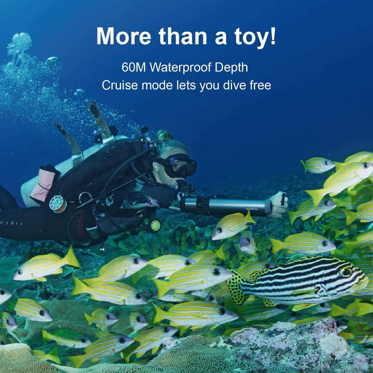 Waydoo Subnado - Patinete subacuático, scooter de mar con control de pulgar para tabla de remo SUP, adecuado para piscina, buceo y esnórquel, scooter acuático compacto y portátil para adultos y niños