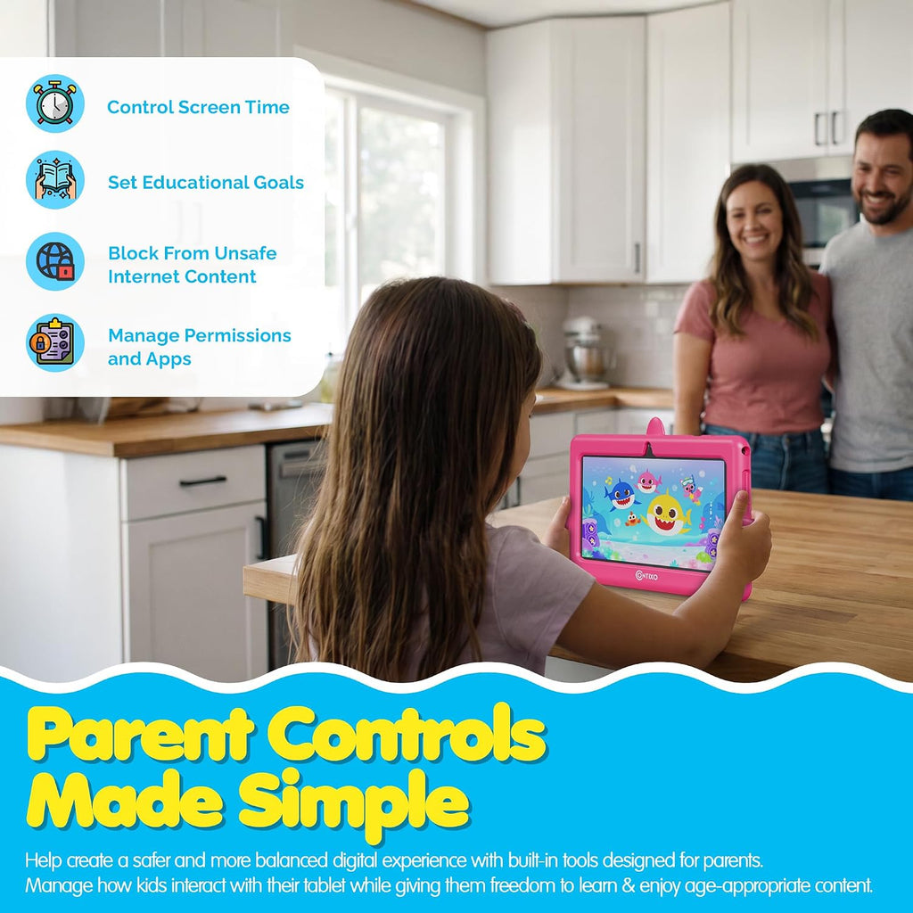 Contixo Pinkfong Baby Shark - Paquete de tabletas infantiles de 7 pulgadas