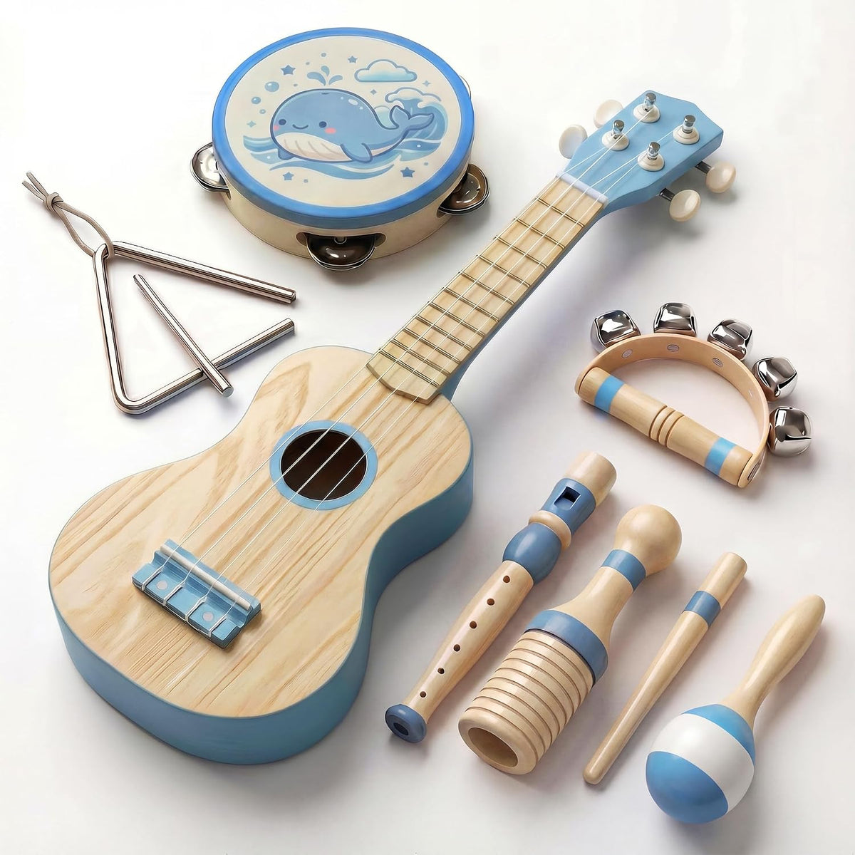 7 en 1 Kids Wooden Musical Instruments, Montessori Toddler Toys