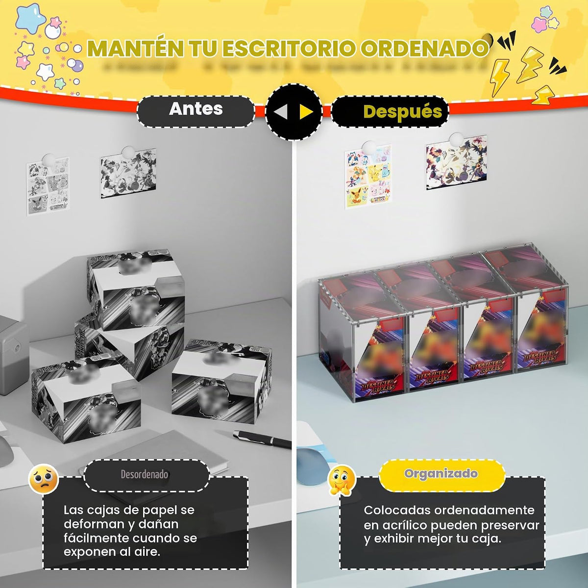 PKMN - Caja de refuerzo de acrílico, estuche de exhibición de acrílico de 0.197 pulgadas, ultra cajas transparentes para exhibición compatibles con cajas de refuerzo PKMN, caja de exhibición a prueba de polvo e impermeable