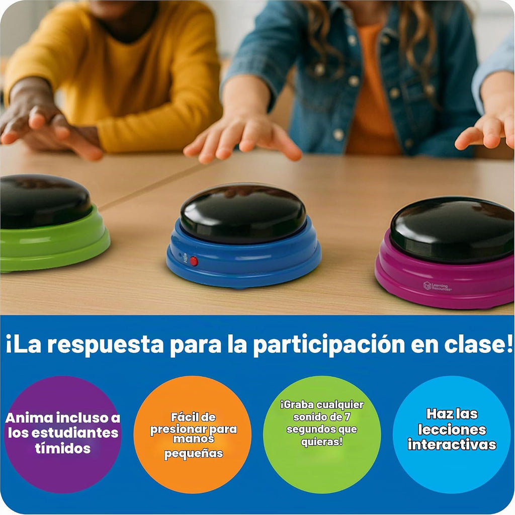 Learning Resources - Zumbadores de respuesta grabables, juego de 4