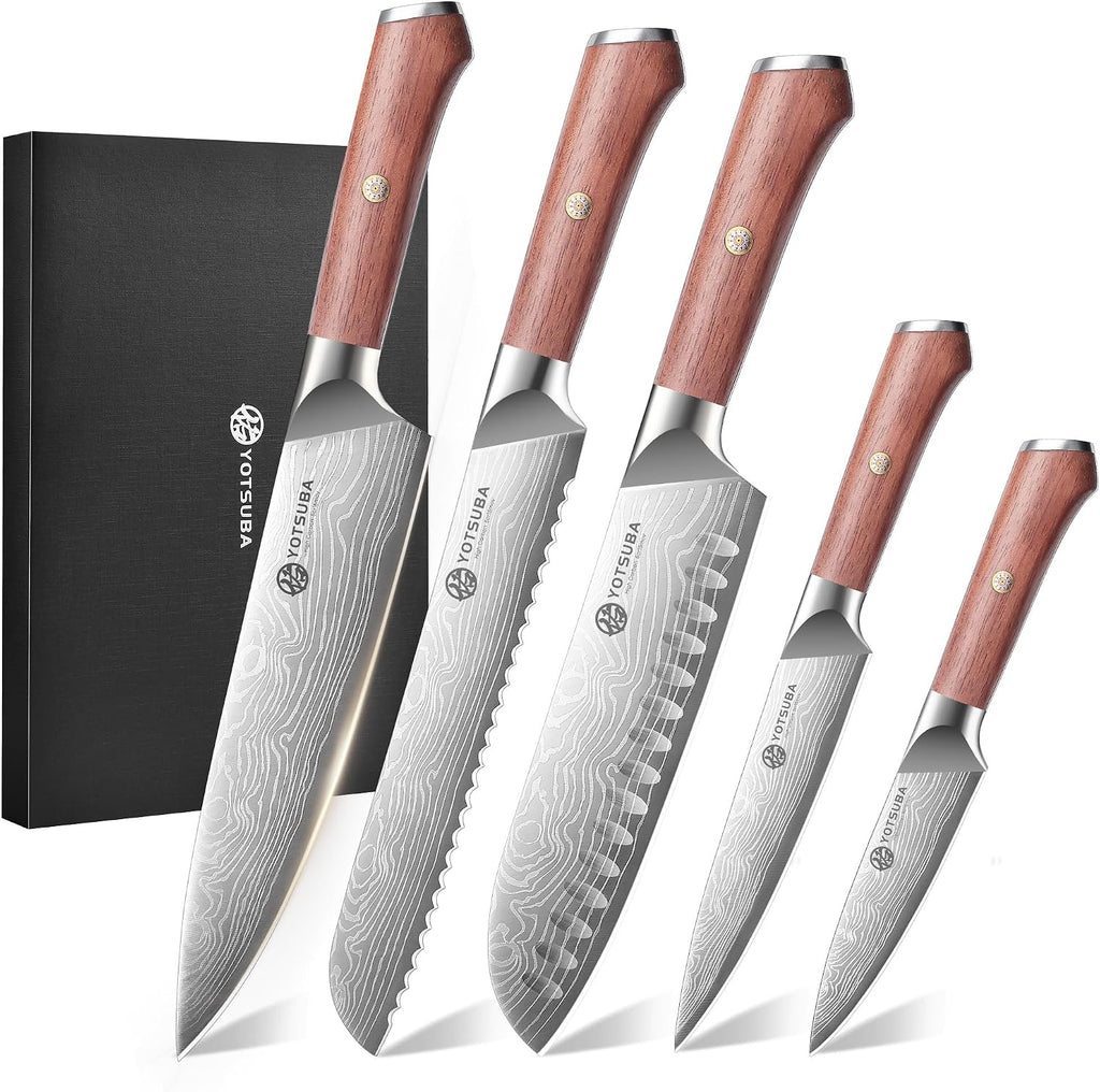 YOTSUBA Juego de 5 cuchillos de cocina japoneses con mango ergonómico de