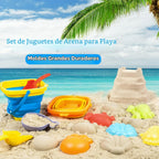Juguetes de arena de playa para niños con 2 cubos de arena plegables de
