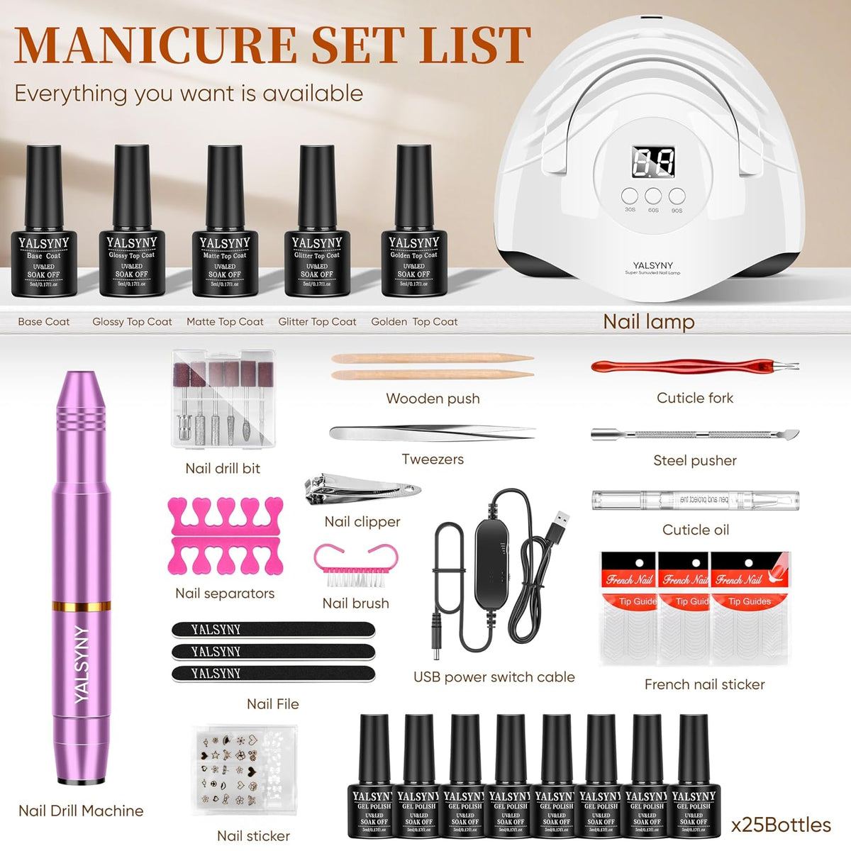 Kit de esmalte de uñas de gel YALSYNY, con secador de uñas LED UV,...