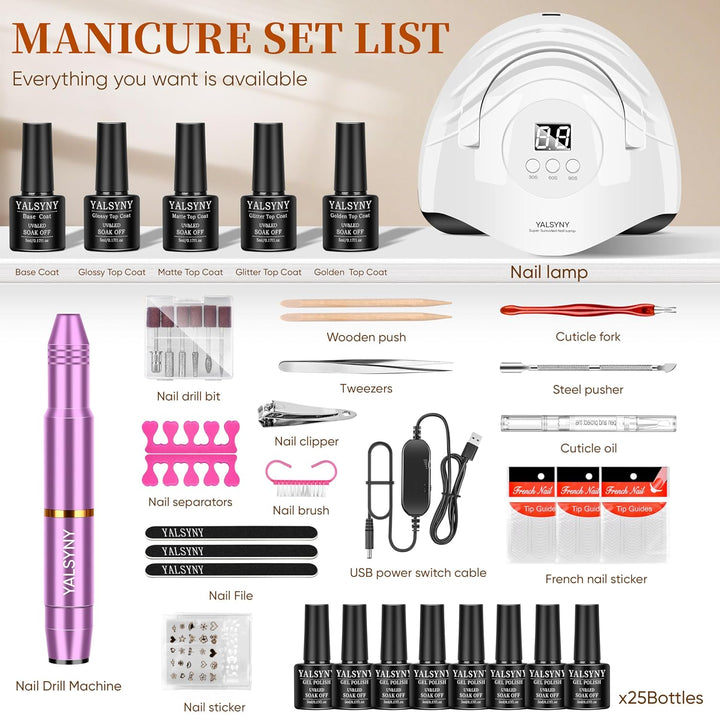 Kit de esmalte de uñas de gel YALSYNY, con secador de uñas LED UV,...