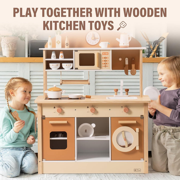 ROBUD Cocina de Juguete de Madera para Niños Pequeños, Set de Cocin...