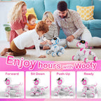 Perro robot Contixo R3 de juguete para niños - Mascota robótica inteligente con control remoto interactivo y función de baile para niños y niñas de 3 a 12 años - Rosa