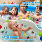 24 patitos de goma, juguetes de baño para niños pequeños, juguetes de bañera sin agujeros para piscina de bebé, para niños y niñas de 18+ meses