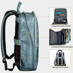 LEATHER VILLAGE Mochila de cuero para computadora portátil para hombres con correa de carretilla 16L Slim
