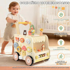 Wooden Activity Cube Push Walker, Wooden Baby Walker, Montessori Toys para Babies 10-12 Months 1 2 3 Years Old Boys & Girls, Help Learning a Walk & Sit-a-Stand