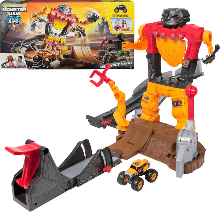 Monster Jam Smash &amp; Bash SmashBot Playset con lanzador, exclusi...