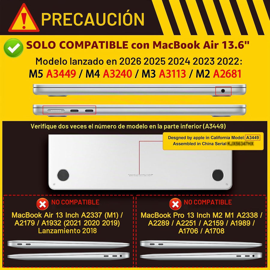 Mektron Funda para MacBook Air 2025 M4 de 13.6 pulgadas A3240 compa...
