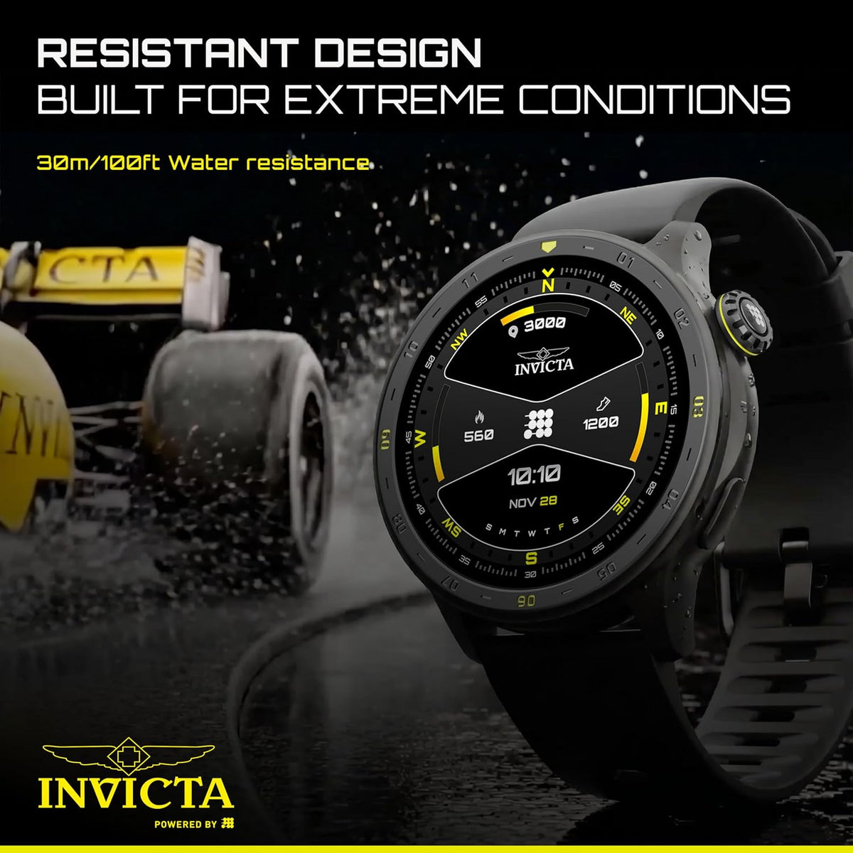 Invicta I-Tech Smartwatch Digital con Pantalla de 1.43″, Correa de Silicona, Seguimiento de Natación, 100+ Modos Deportivos, Bluetooth 5.3, GPS, Unisex