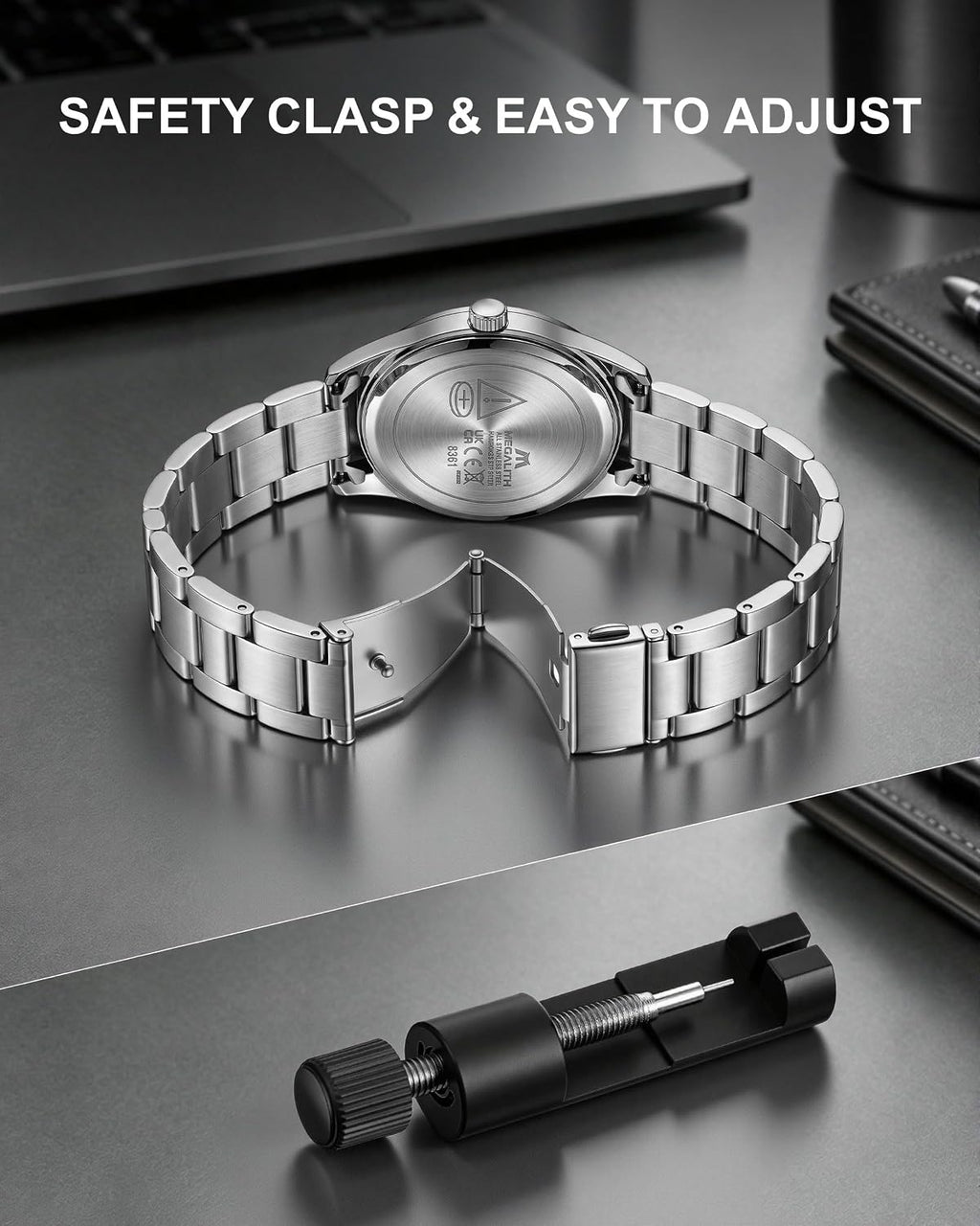 Reloj de hombre MEGALITH plateado: reloj de vestir delgado de lujo con esfera minimalista
