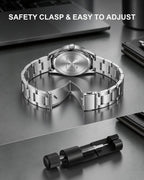 Reloj de hombre MEGALITH plateado: reloj de vestir delgado de lujo con esfera minimalista