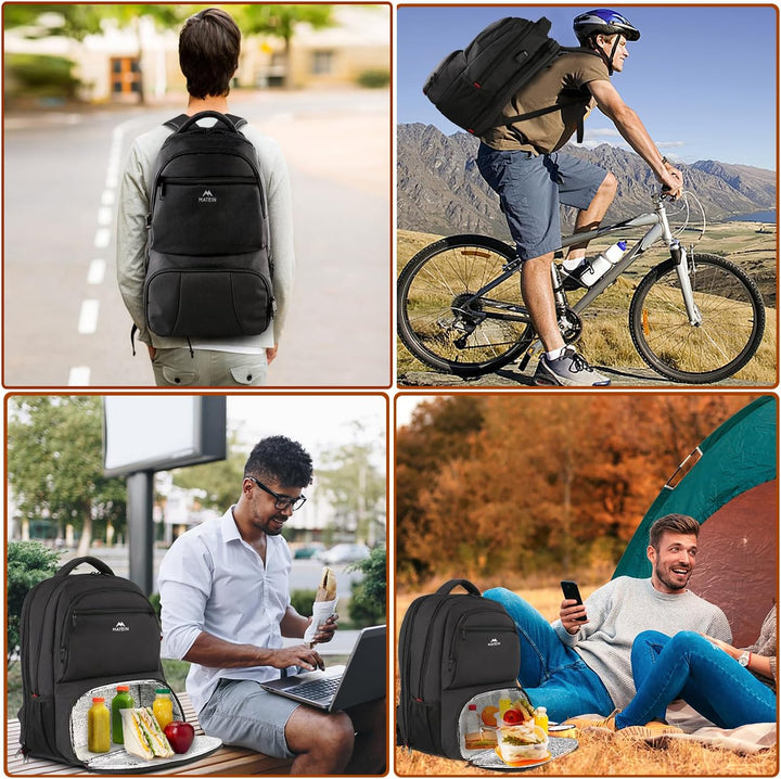 MATEIN Mochila de almuerzo para hombres, mochila térmica de 17 pulg...