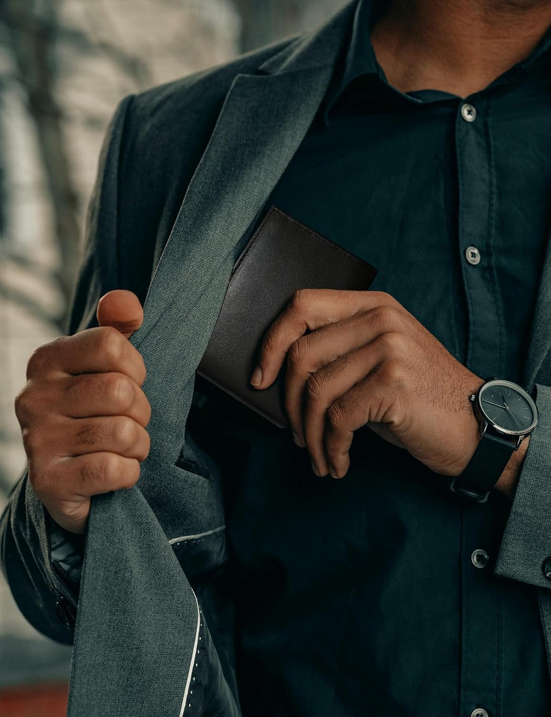 Serovi Cartera de piel auténtica para hombre, con bloqueo RFID, con...