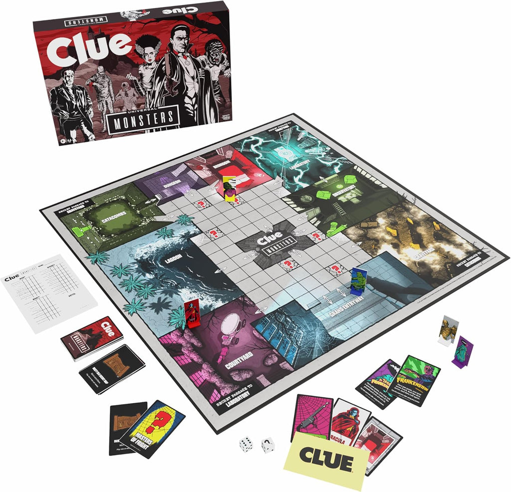 CLUE: Juego de mesa Universal Monsters, explora, deduce y resuelve el misterio
