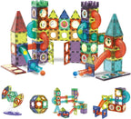 Contixo Juguetes de Construcción STEM – 110 piezas Azulejos Magnéticos 3D para Pistas de Canicas, Juguetes de Aprendizaje y Apilamiento, Conjunto de Bloques de Construcción Educativos, Creatividad Más