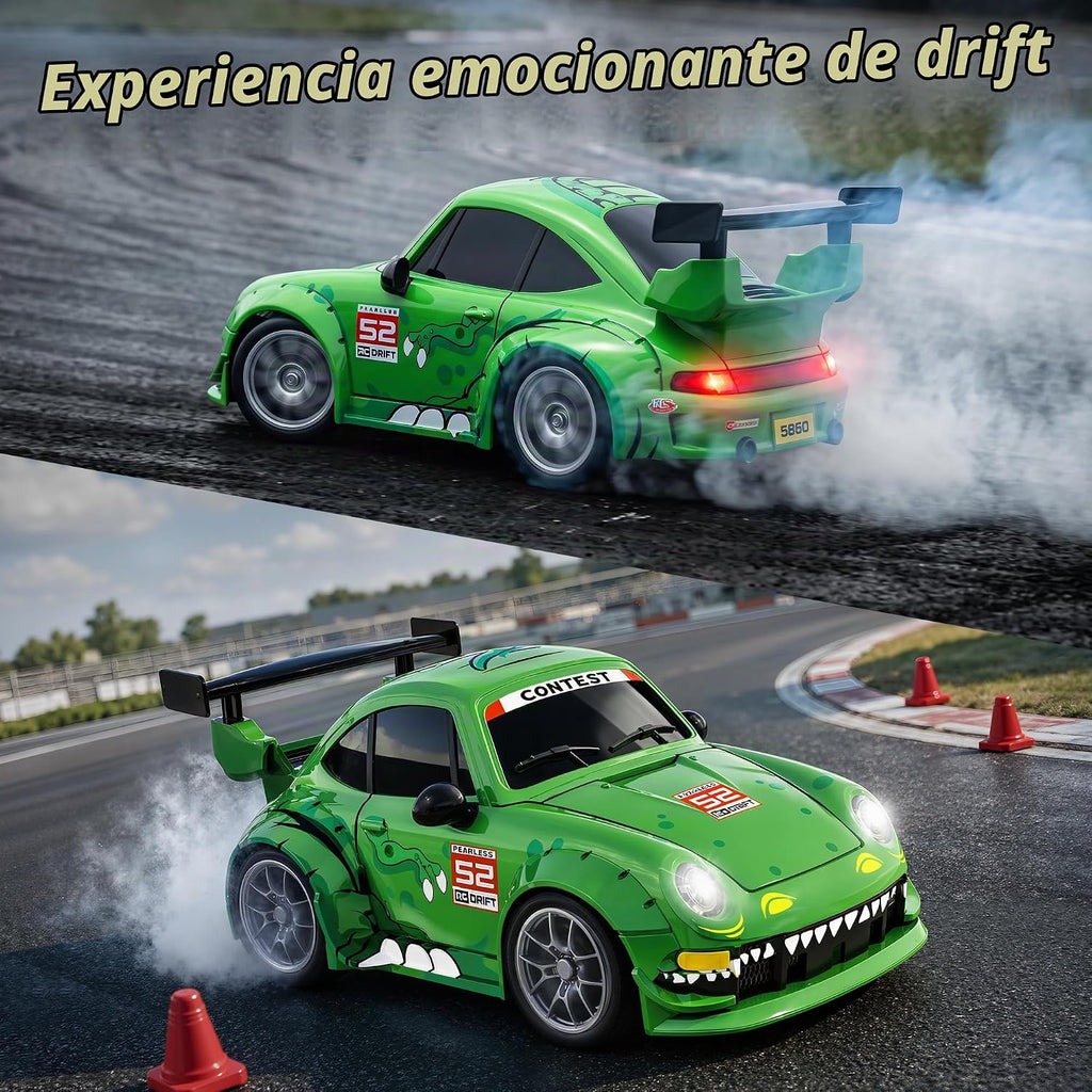 1:24 RC Drift Car 4WD Coche de carreras de alta velocidad con luces LED y 2