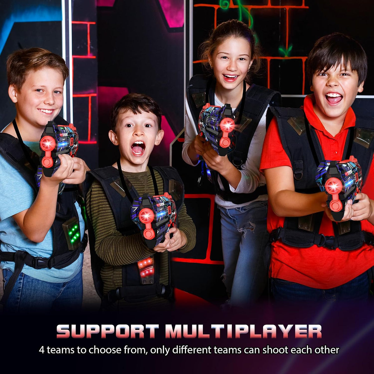 Juego de 4 pistolas láser con pantalla LED digital
