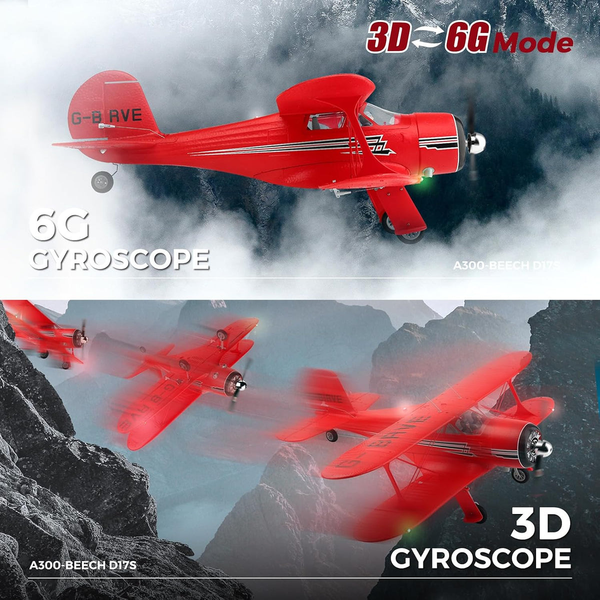 CKYSCHN WLtoys A300 4CH RC Plane sin escobillas y giroscopio de 6 ejes para