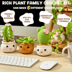 MAGIMUSE Kit de ganchillo para principiantes, kits de inicio de ganchillo para adultos, kits de ganchillo para tejer manualidades Amigurumi con tutoriales en video paso a paso, paquete de 6 plantas