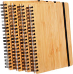4 paquetes de cuadernos de bambú forrados, diario de madera, 5 x 7