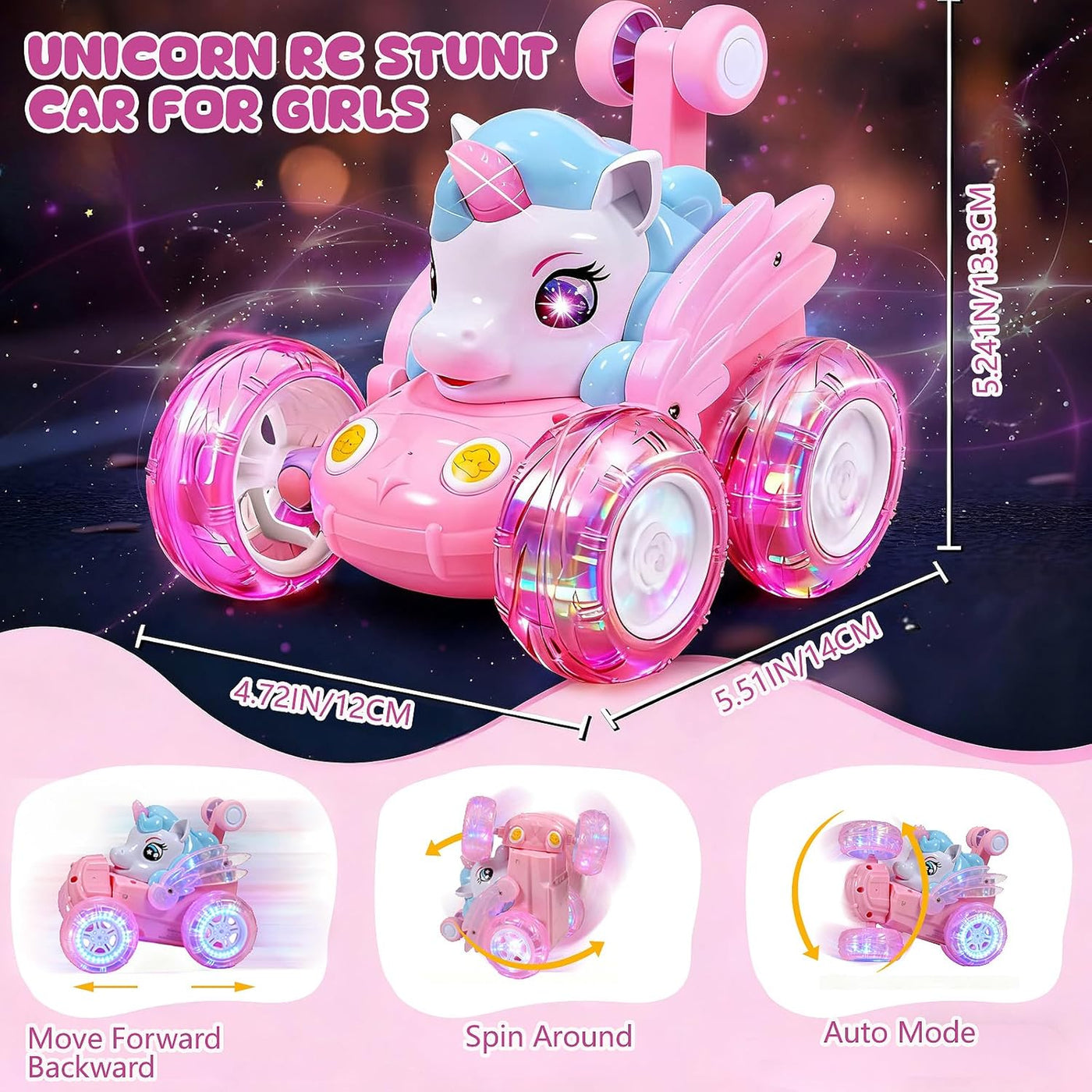 Logth Juguetes de Unicornio Coche RC para Niñas 4-6 Rosa Lindo Vehí...
