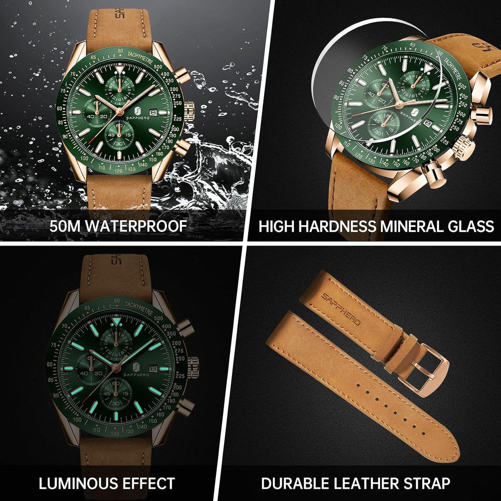 BENYAR Relojes de pulsera para hombre, cronógrafo analógico, de cuarzo, impermeables, para negocios, trabajo, casual, deportivo, con calendario